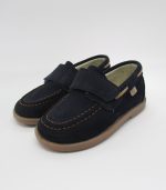 Mocasín Serraje Velcro Marino Pespunte Camel - Imagen 2