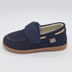 Mocasín Serraje Velcro Marino Pespunte Camel